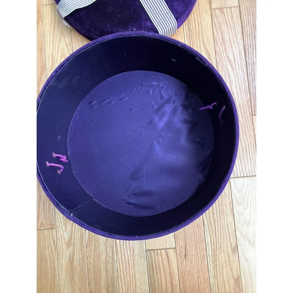 Vintage Purple Round Velvet Hat Box Storage Container Decorative‎ Gift Present
